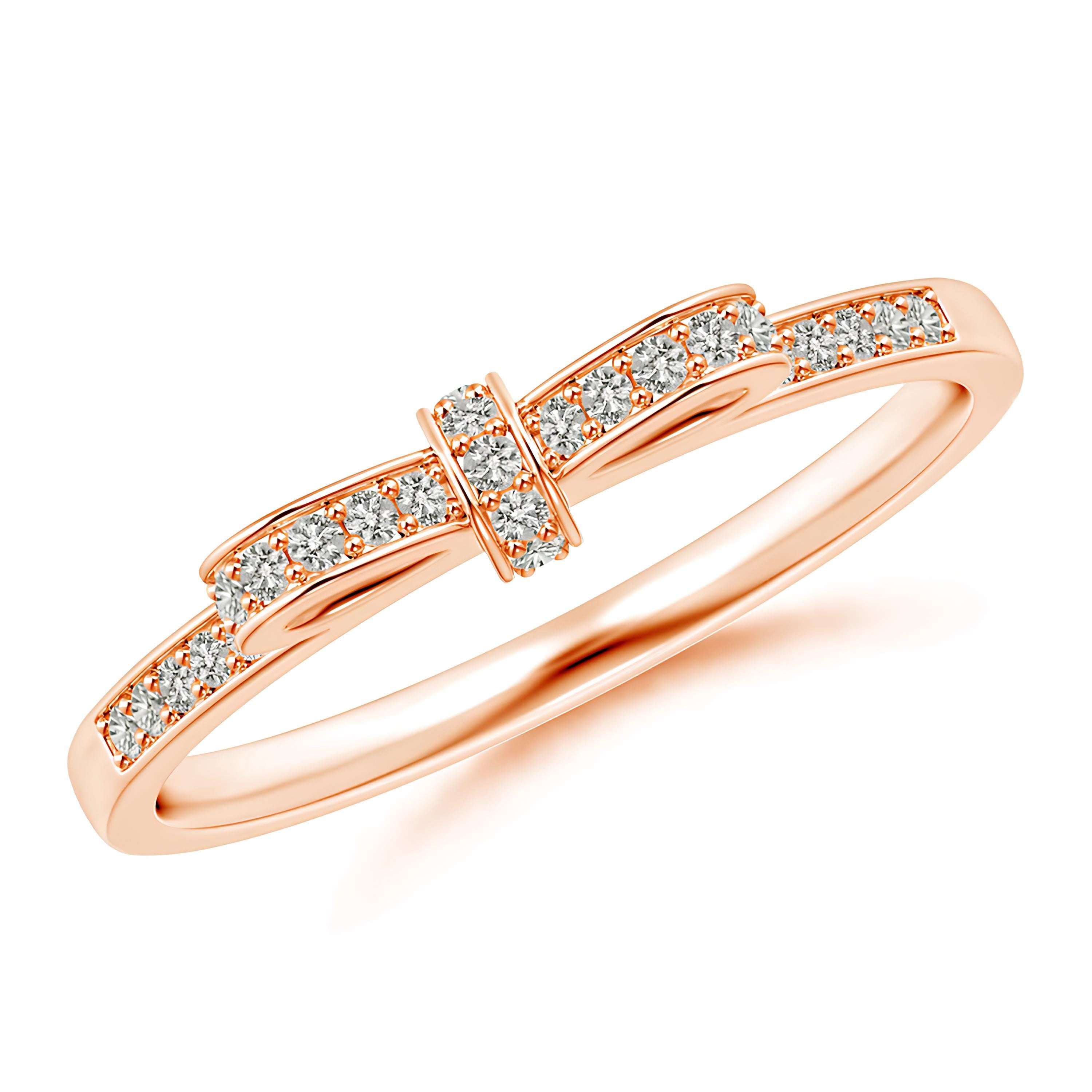 Bow Tie Design Half Eternity Wedding Ring EF VS/SI Lab-Created Diamond Band for Women in 14K Solid Gold
